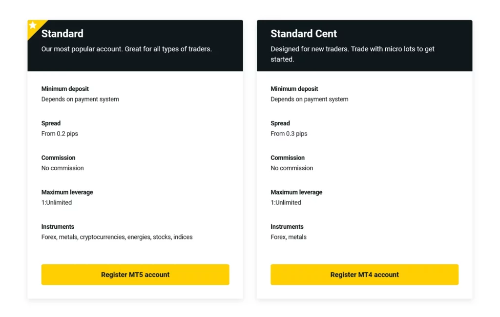 Standard Cent vs Standard Account